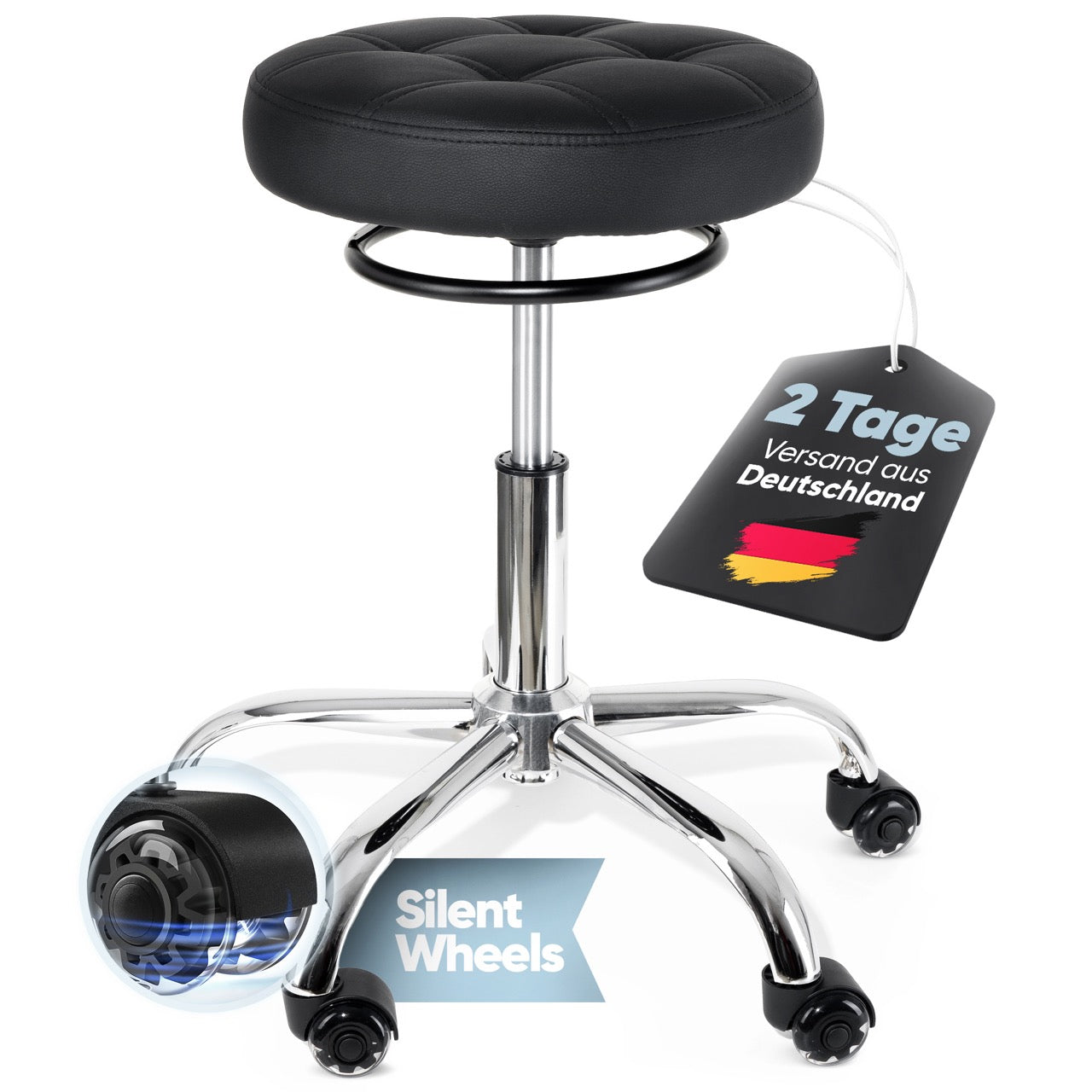 SteinLife Ergonomischer Rollhocker - Kratzerfreie Rollen