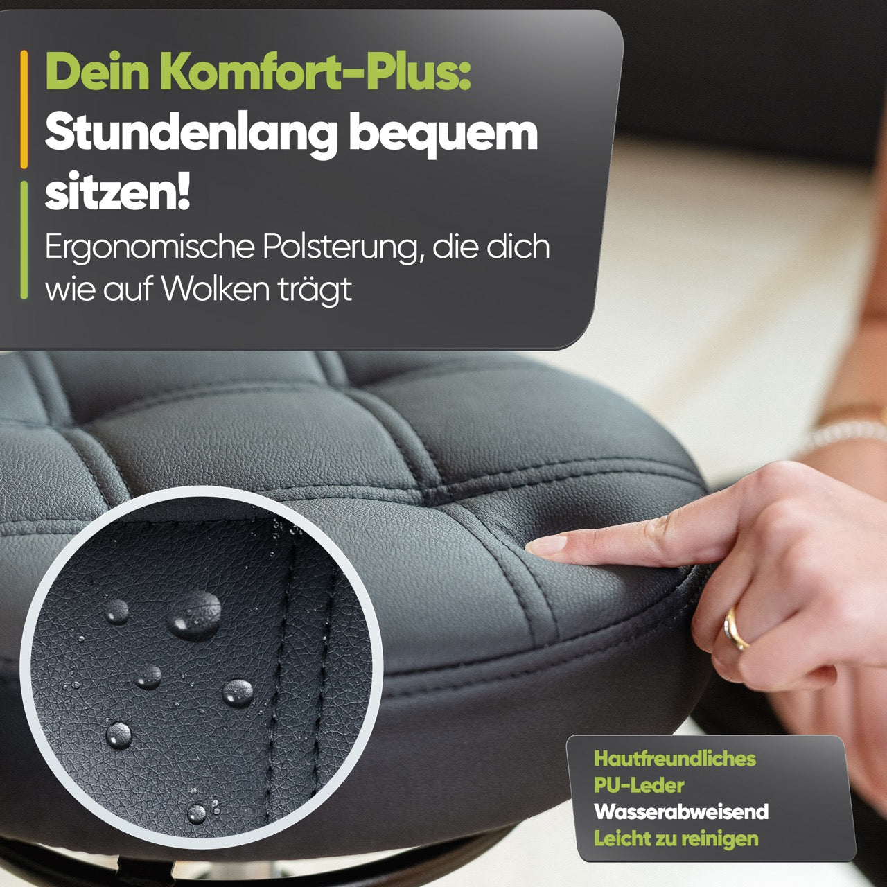 SteinLife Ergonomischer Rollhocker - Kratzerfreie Rollen