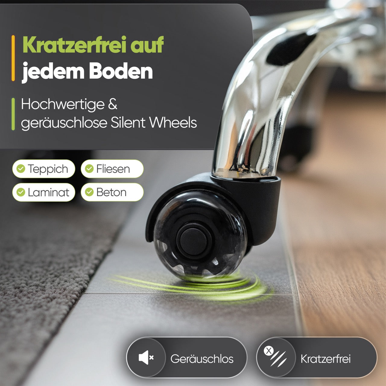 SteinLife Ergonomischer Rollhocker - Kratzerfreie Rollen