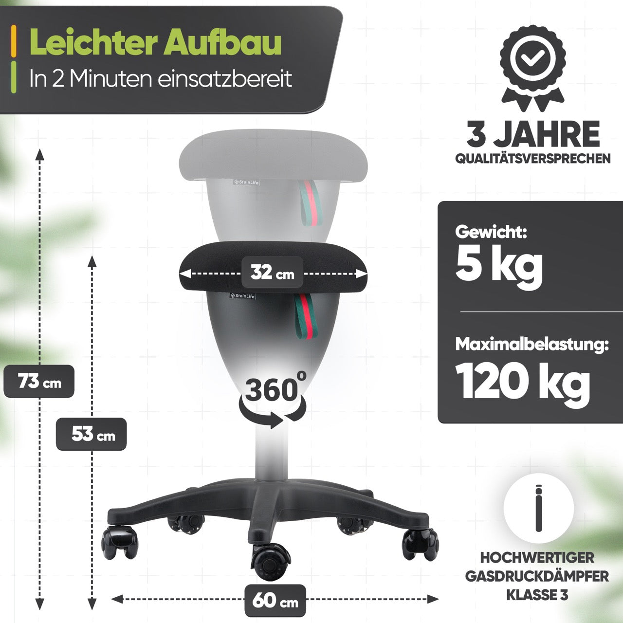 SteinLife Ergonomischer Bürohocker - Testsieger
