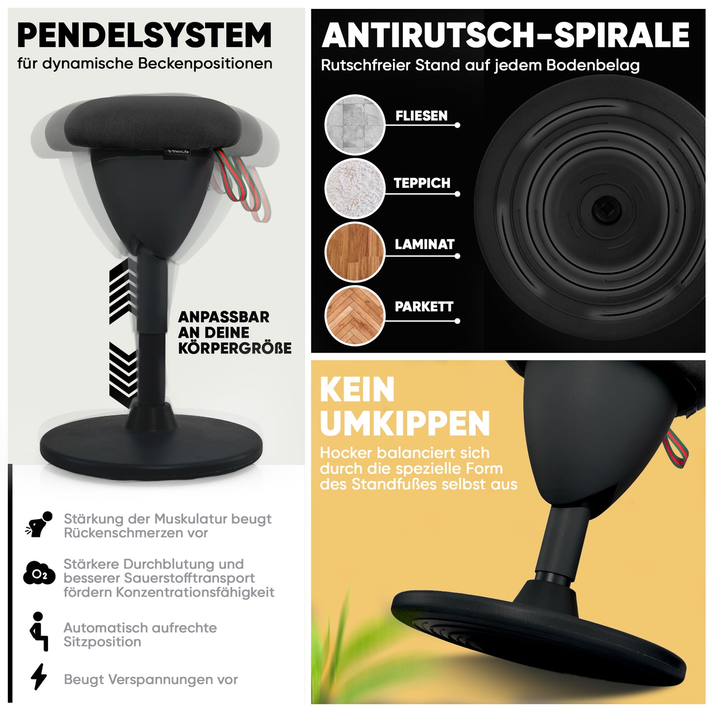SteinLife Cone Bürohocker Ergonomisch